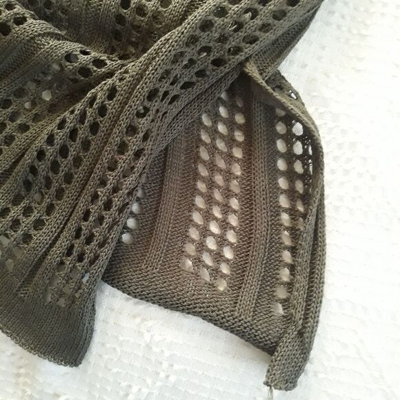 Pink Queen Crocket Cardigan Sweater Womens Large Green Long Sleeve V Neck Loose - Picture 8 of 12